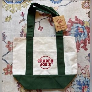 Trader Joe's Mini Canvas Tote Bag Red/Green Limited Edition Sold Out New